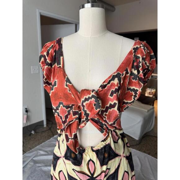 Free People Bali Golden Age Jumpsuit Sz L large Boho Wide-Leg Excellent - Picture 5 of 8